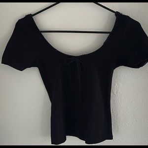 Black Wide Neck Girly Top